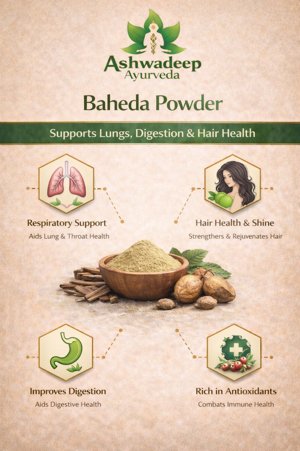ASHWADEEP Baheda Powder (Bibhitaki Powder) - Image 3