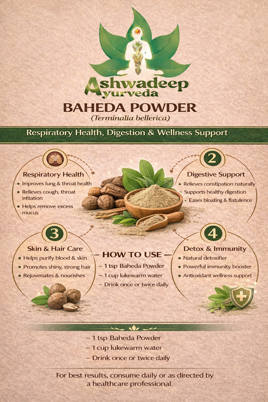 ASHWADEEP Baheda Powder (Bibhitaki Powder) - Image 2
